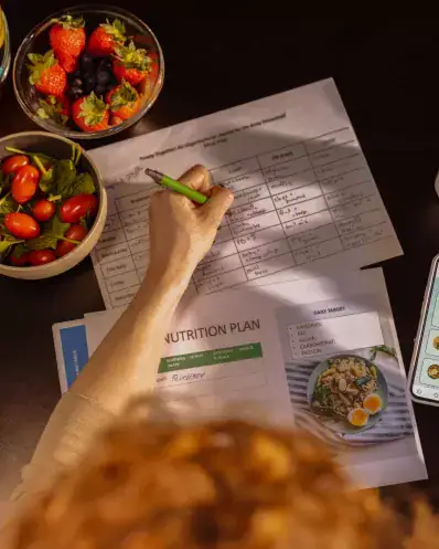 Un nutritionniste di&eacute;t&eacute;ticien Maison Helya pr&eacute;pare un programme alimentaire pour notre client