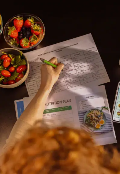 Un nutritionniste diététicien Maison Helya prépare un programme alimentaire pour notre client